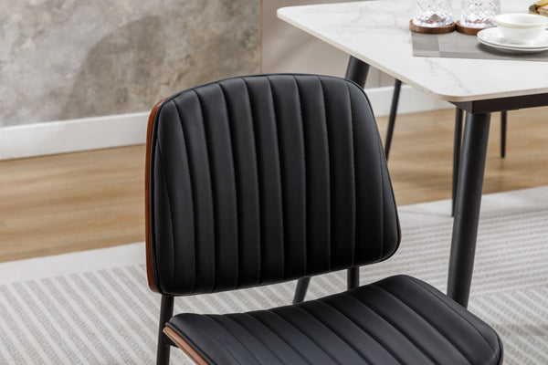 English Elm YIJIAN Mid Century Dining Chairs Set of 2 – Rounded Shell PU Leather Seats, Metal Legs, Adjustable Pads W1622123547