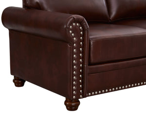 English Elm Living Room Faux Leather Sectional Set with Hidden Storage and Nailhead Trim Seating Burgundy W1097S00277