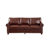 English Elm Classic Living Room Nails Sofa Burgundy Faux Leather