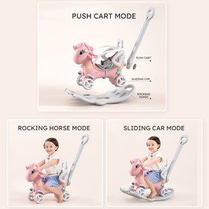 English Elm Rocking Unicorn 4in1 Toddler Ride on Balance Bike Board Push Handle Hdpe Safe W509125829