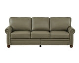 English Elm Classic Living Room Nails Sofa Taupe Faux Leather