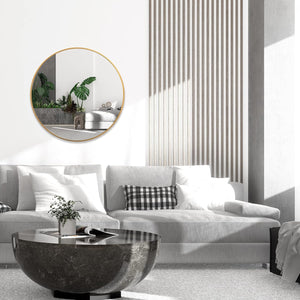 English Elm 36 Inch Round Metal Framed Bathroom Mirror 36" Large 4mm HD Glass Shatterproof Film Reinforced Hooks Gold W2203P303280