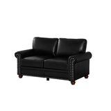 English Elm Living Room Sofa Loveseat Black Faux Leather