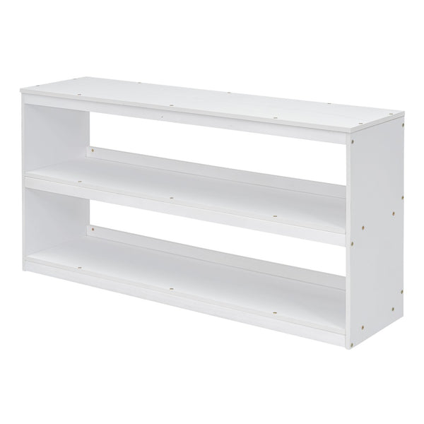 English Elm Full Size Loft Bed with Retractable Desk Stair Storage Drawers Pinewood Frame White LT100217AAK
