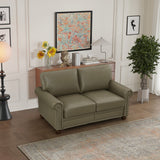 English Elm Living Room Sofa Loveseat Chair Taupe Faux Leather