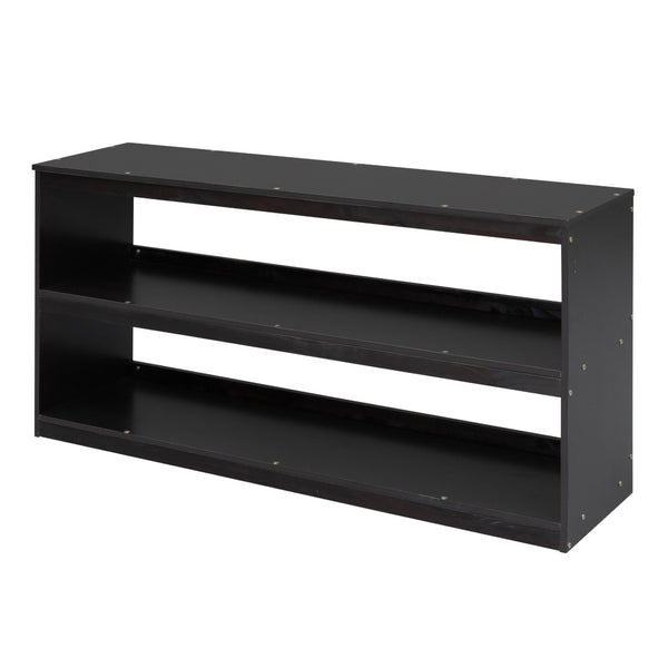 English Elm Full Size Loft Bed with Retractable Desk Stair Storage Drawers Pinewood Frame Espresso LT100217AAP