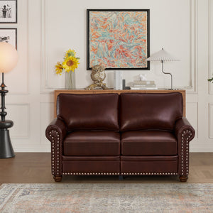 English Elm Living Room Sofa Loveseat Chair Burgundy Faux Leather