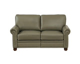 English Elm Living Room Sofa Loveseat Chair Taupe Faux Leather