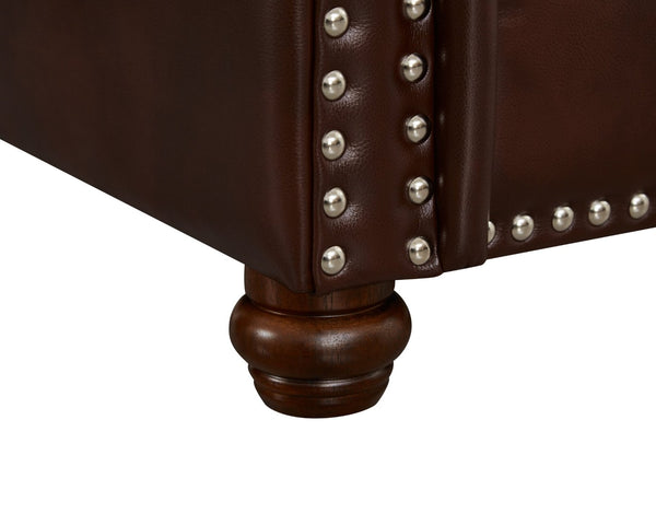 English Elm Living Room Sectional Sofa Set with Hidden Storage Pu Leather Nailhead Trim Burgundy W1097S00274