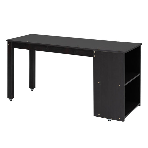 English Elm Full Size Loft Bed with Retractable Desk Stair Storage Drawers Pinewood Frame Espresso LT100217AAP