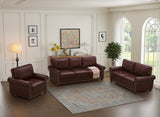 Burgundy Faux Leather Sectional Sofa Set with Storage, Sleek Design