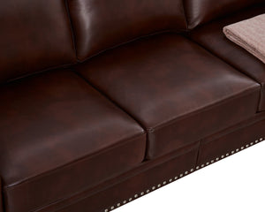 English Elm Classic Chesterfield sofa elegant faux leather 3-seater 88.5"L durable solid wood frame high weight capacity Burgundy W1097S00089
