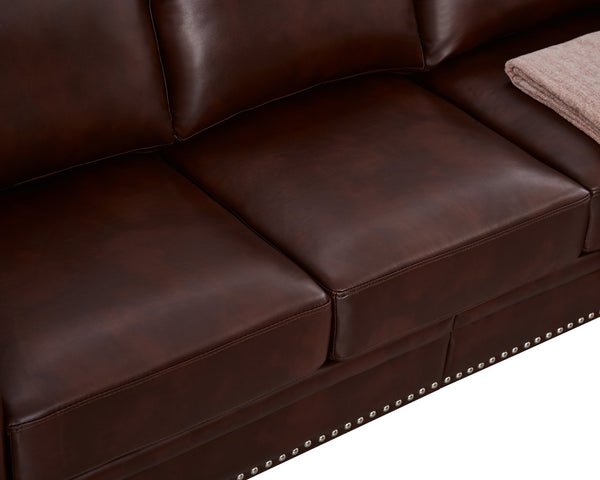 English Elm Classic Chesterfield sofa elegant faux leather 3-seater 88.5"L durable solid wood frame high weight capacity Burgundy W1097S00089
