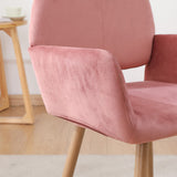 Hearth and Haven Velet Upholstered Side Dining Chair with Metal Leg(Pink Velet+Beech Wooden Printing Leg), Kd Backrest W490134198