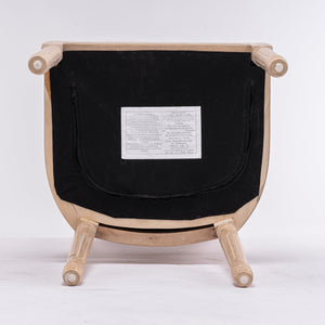 English Elm French Style Solid Wood Frame Dining Chairs Set Of 2 – Cream Linen Upholstery & Rattan Back Design W162290982