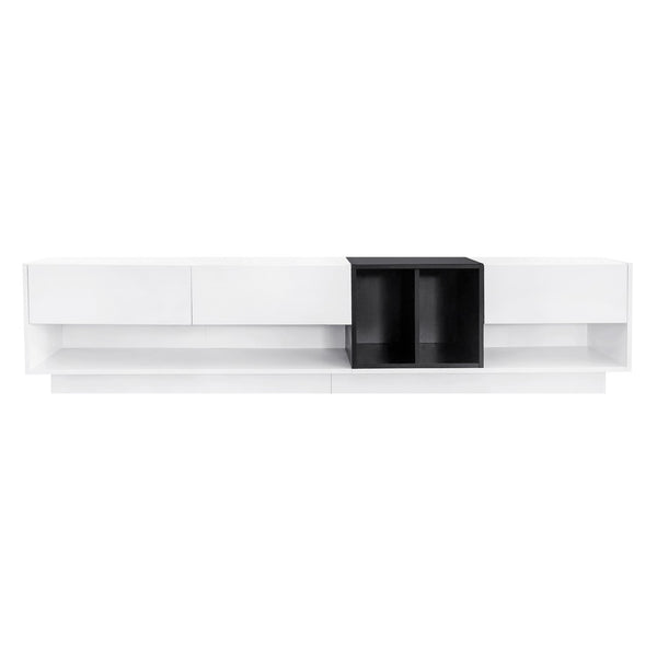 English Elm On-trend Two-tone Media Console with Push Open Drawers Fits Tvs up to 80 Inches White WF311772AAK