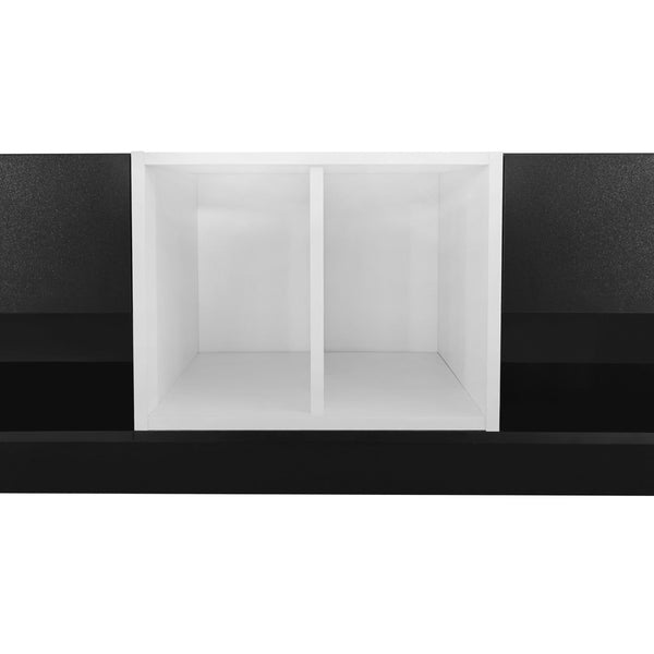 English Elm On-trend Two-tone Media Console with Push Open Drawers Fits Tvs up to 80 Inches Black WF311772AAB