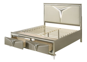 English Elm Modern 4Pc King Bedroom Set With Led Headboard, Stylish Storage, And Contemporary Wood Accents B009S01026