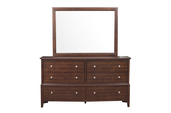 English Elm Transitional 6-Drawer Dresser in Dark Finish with Nickel Hardware — Spacious Storage, Elegant Grain Accents Cherry 69 L x 21.25 W x 40.5 H B011134288