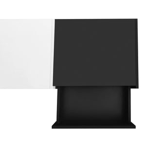 English Elm On-trend Two-tone Media Console with Push Open Drawers Fits Tvs up to 80 Inches Black WF311772AAB