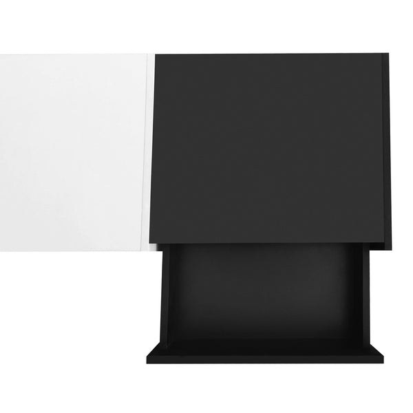 English Elm On-trend Two-tone Media Console with Push Open Drawers Fits Tvs up to 80 Inches Black WF311772AAB