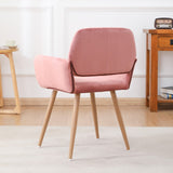 Hearth and Haven Velet Upholstered Side Dining Chair with Metal Leg(Pink Velet+Beech Wooden Printing Leg), Kd Backrest W490134198