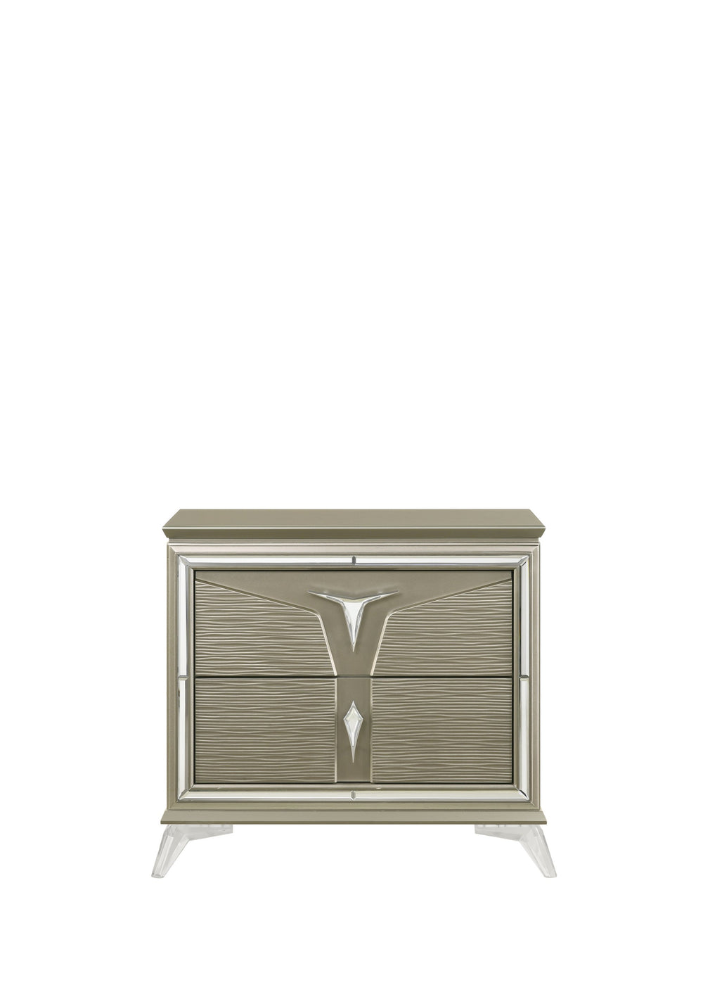 English Elm Modern Levitate 2-Drawer Nightstand with Mirrored Accents, Wood Handles & Acrylic Legs, Chic Bedside Storage B009130148