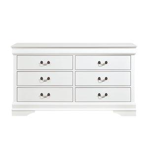 English Elm Traditional Mayville Dresser with Brown Cherry Okume Veneer, Antique Brass Handles, Classic Style White 60.5 L x 18.5 W x 36 H B011134290