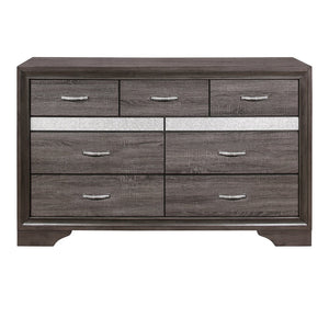 English Elm Unique Glam Dresser with Hidden Jewelry Drawers Crystal Pulls Gray Glitter Finish B011134285