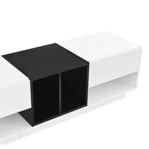 English Elm On-trend Two-tone Media Console with Push Open Drawers Fits Tvs up to 80 Inches White WF311772AAK