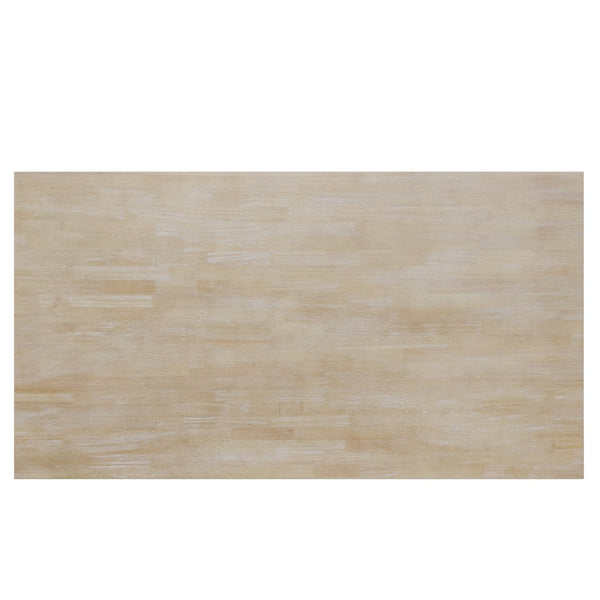 English Elm TOPMAX 6-Piece Solid Wood Dining Set with Half-Round Legs, Upholstered Bench & 4 Padded Chairs Natural Wood SP000029AAA