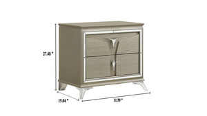 English Elm Modern King 5Pc Bedroom Set With Led Headboard, Stylish Wood Design & Ample Storage Solutions B009S01028
