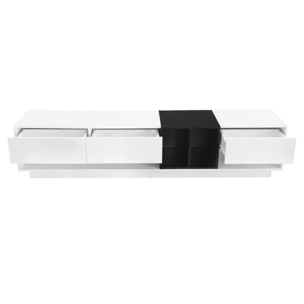 English Elm On-trend Two-tone Media Console with Push Open Drawers Fits Tvs up to 80 Inches White WF311772AAK