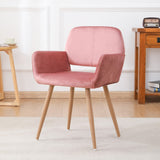 Velet Upholstered Side Dining Chair with Metal Leg(Pink Velet+Beech Wooden Printing Leg), Kd Backrest