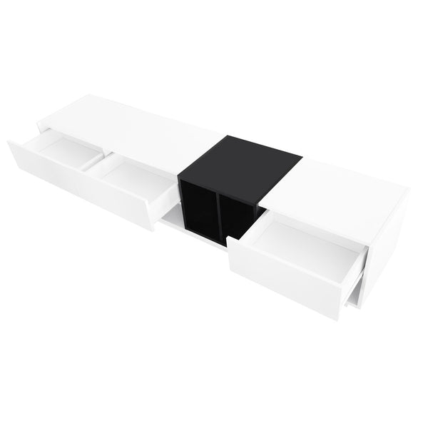 English Elm On-trend Two-tone Media Console with Push Open Drawers Fits Tvs up to 80 Inches White WF311772AAK