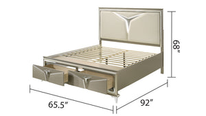 English Elm Modern King 5Pc Bedroom Set With Led Headboard, Stylish Wood Design & Ample Storage Solutions B009S01028