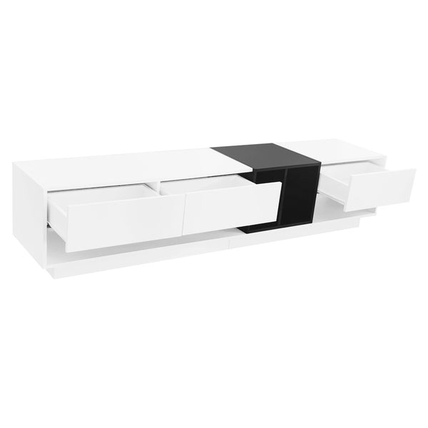 English Elm On-trend Two-tone Media Console with Push Open Drawers Fits Tvs up to 80 Inches White WF311772AAK