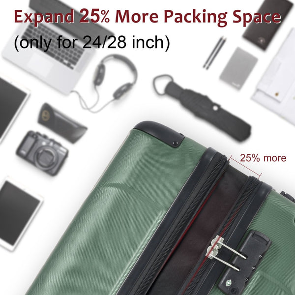 English Elm Hardshell Abs Checked Suitcase with 360 Spinner Wheels Expandable Tsa Lock 28 Inch Green N730P296747F