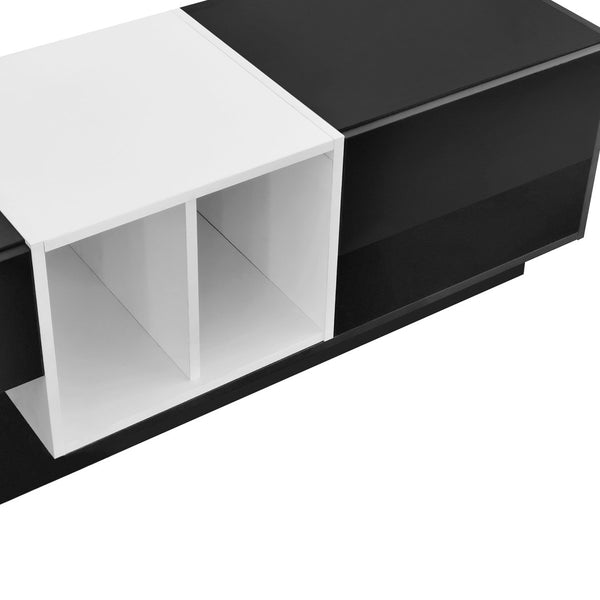 English Elm On-trend Two-tone Media Console with Push Open Drawers Fits Tvs up to 80 Inches Black WF311772AAB