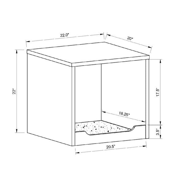 English Elm Modern Pet End Table with Removable Mat Dark Walnut — Stylish Hidden Pet Bed, Easy Access Comfort and Durable Design B107130842