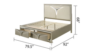 English Elm Modern 4Pc King Bedroom Set With Led Headboard, Stylish Storage, And Contemporary Wood Accents B009S01026