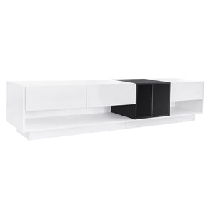 English Elm On-trend Two-tone Media Console with Push Open Drawers Fits Tvs up to 80 Inches White WF311772AAK