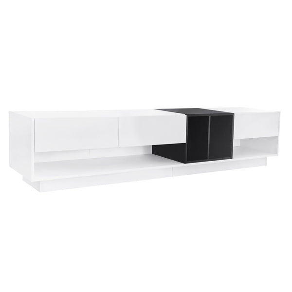English Elm On-trend Two-tone Media Console with Push Open Drawers Fits Tvs up to 80 Inches White WF311772AAK