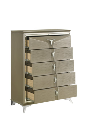 English Elm Samantha Modern 5-Drawer Wood Chest with Mirrored Accents, Acrylic Floating Legs & Ample Storage B009130149