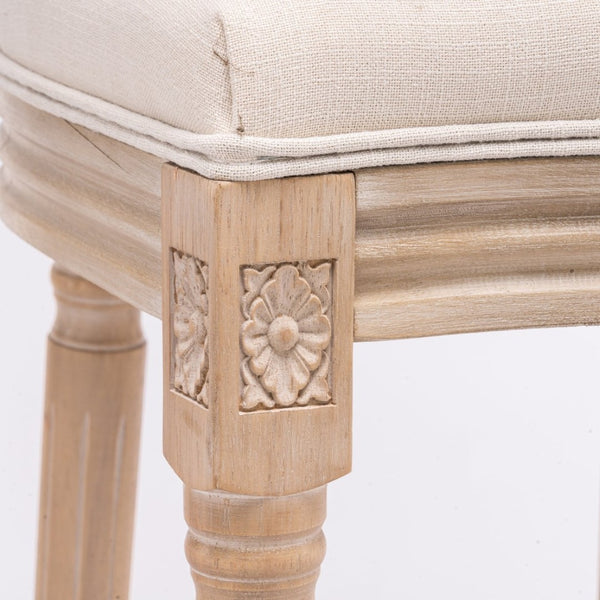 English Elm French Country Barstools Solid Wood Cabriole Legs Upholstered Cushion Set of 2 W1622P412323