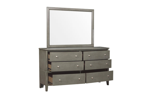 English Elm Transitional 6-Drawer Dresser in Dark Finish with Nickel Hardware — Spacious Storage, Elegant Grain Accents Gray 69 L x 21.25 W x 40.5 H B011134291