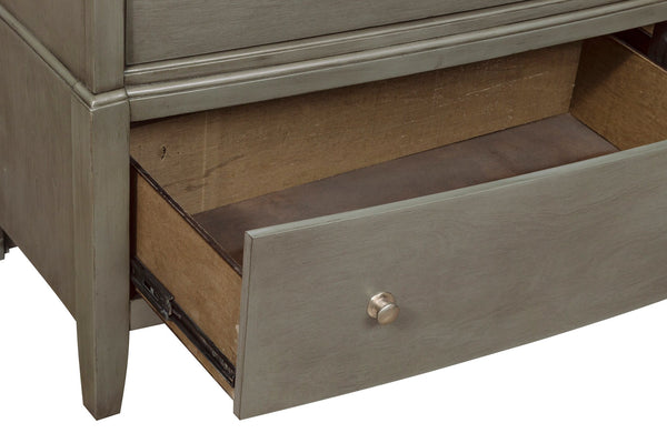 English Elm Transitional 6-Drawer Dresser in Dark Finish with Nickel Hardware — Spacious Storage, Elegant Grain Accents Gray 69 L x 21.25 W x 40.5 H B011134291