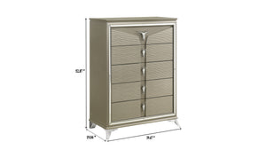 English Elm Modern King 5Pc Bedroom Set With Led Headboard, Stylish Wood Design & Ample Storage Solutions B009S01028