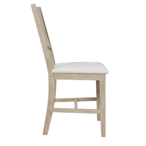 English Elm TOPMAX 6-Piece Solid Wood Dining Set with Half-Round Legs, Upholstered Bench & 4 Padded Chairs Natural Wood SP000029AAA