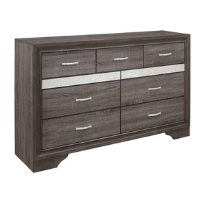 English Elm Unique Glam Dresser with Hidden Jewelry Drawers Crystal Pulls Gray Glitter Finish B011134285